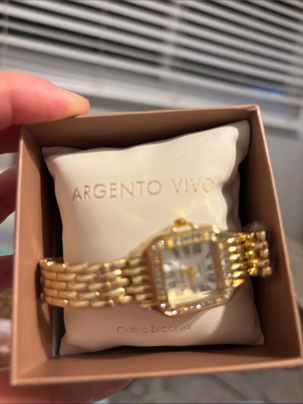 Argento Vivo Gold Crystal-Accented Women's Bracelet Watch nib